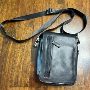 LODIS crossbody belt bag organizer travel bag in soft black leather